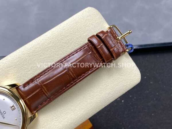N1 Factory Omega De Ville Prestige 434.53.41.21.02.001 41mm Yellow Gold Brown Leather Strap Roman Numerals Silver Dial (2) N1 Factory Omega De Ville Prestige 434.53.41.21.02.001 41mm Yellow Gold Brown Leather Strap Roman Numerals Silver Dial