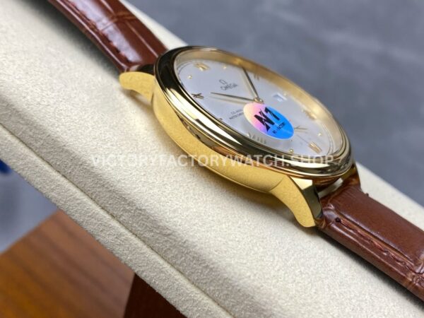 N1 Factory Omega De Ville Prestige 434.53.41.21.02.001 41mm Yellow Gold Brown Leather Strap Roman Numerals Silver Dial (4) N1 Factory Omega De Ville Prestige 434.53.41.21.02.001 41mm Yellow Gold Brown Leather Strap Roman Numerals Silver Dial