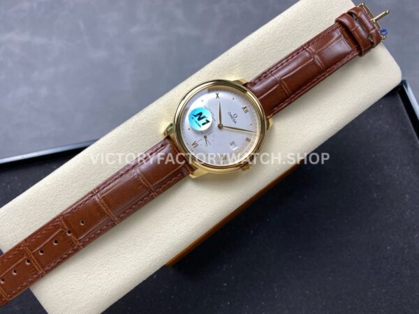 N1 Factory Omega De Ville Prestige 434.53.41.21.02.001 41mm Yellow Gold Brown Leather Strap Roman Numerals Silver Dial (5) N1 Factory Omega De Ville Prestige 434.53.41.21.02.001 41mm Yellow Gold Brown Leather Strap Roman Numerals Silver Dial
