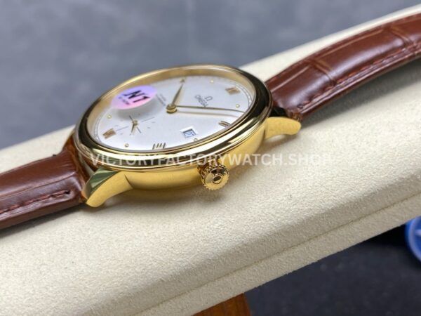 N1 Factory Omega De Ville Prestige 434.53.41.21.02.001 41mm Yellow Gold Brown Leather Strap Roman Numerals Silver Dial (8) N1 Factory Omega De Ville Prestige 434.53.41.21.02.001 41mm Yellow Gold Brown Leather Strap Roman Numerals Silver Dial