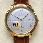 N1 Factory Omega De Ville Prestige 434.53.41.21.02.001 41mm Yellow Gold Brown Leather Strap Roman Numerals Silver Dial (9) N1 Factory Omega De Ville Prestige 434.53.41.21.02.001 41mm yellow gold brown leather strap Roman numerals silver dial replica watch