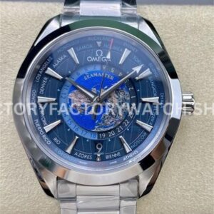 N1 Factory Omega Seamaster Aqua Terra World Time 220.10.43.22.03.001 43mm full steel blue dial replica watch