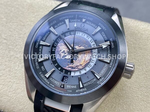 N1 Factory Omega Seamaster Aqua Terra World Time 220.92.43.22.99.001 43mm Titanium Rubb (9) N1 Factory Omega Seamaster Aqua Terra World Time 220.92.43.22.99.001 43mm Titanium Rubber Strap Grey Dial
