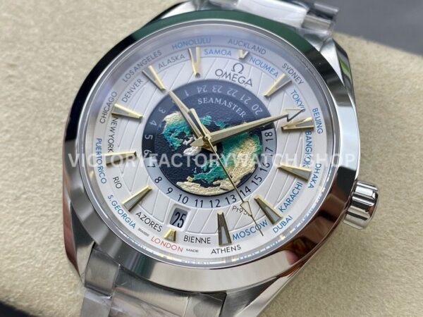 N1 Factory Omega Seamaster Aqua Terra World Time 220.93.43.22.99.001 43mm Full Steel White Dial