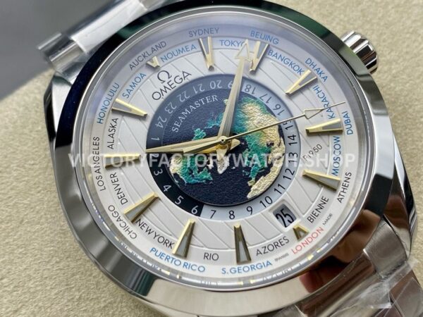 N1 Factory Omega Seamaster Aqua Terra World Time 220.93.43.22.99.001 43mm Full Steel White Dial
