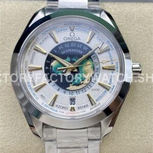 N1 Factory Omega Seamaster Aqua Terra World Time 220.93.43.22.99.001 43mm full steel white dial replica watch