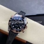 N1 Factory Omega Seamaster Diver 300M Co-Axial Chro (4) N1 Factory Omega Seamaster Diver 300M Co-Axial Chronometer Chronograph 210.22.44.51.01.001 44mm Half Rose Gold Black Rubber Strap Black Dial