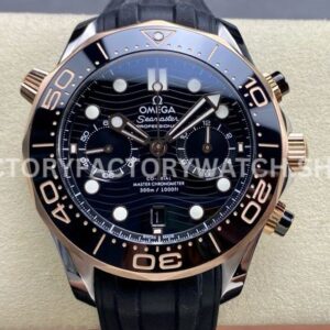 N1 Factory Omega Seamaster Diver 300M Chronograph 210.22.44.51.01.001 44mm half rose gold black rubber strap black dial replica watch