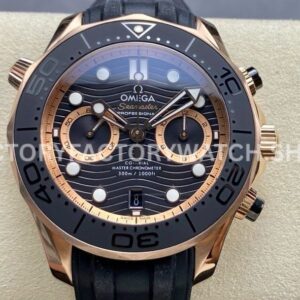 N1 Factory Omega Seamaster Diver 300M Chronograph 210.62.44.51.01.001 44mm rose gold black rubber strap black dial replica watch