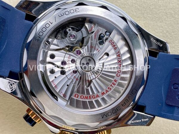 N1 Factory Omega Seamaster Diver 300M Co-Axial Chronometer (4) N1 Factory Omega Seamaster Diver 300M Co-Axial Chronometer Chronograph 210.22.42.20.03.001 44mm Half Yellow Blue Rubber Strap Blue Dial