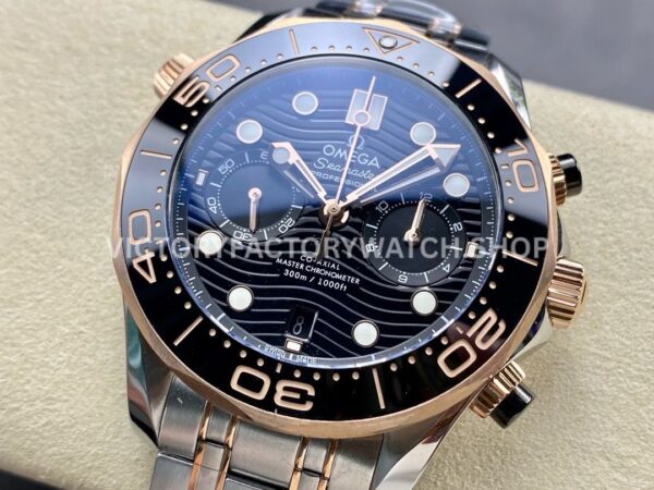 N1 Factory Omega Seamaster Diver 300M Co-Axial Chronometer (6) N1 Factory Omega Seamaster Diver 300M Co-Axial Chronometer Chronograph 210.22.44.51.01.001 44mm Half Rose Gold Black Dial