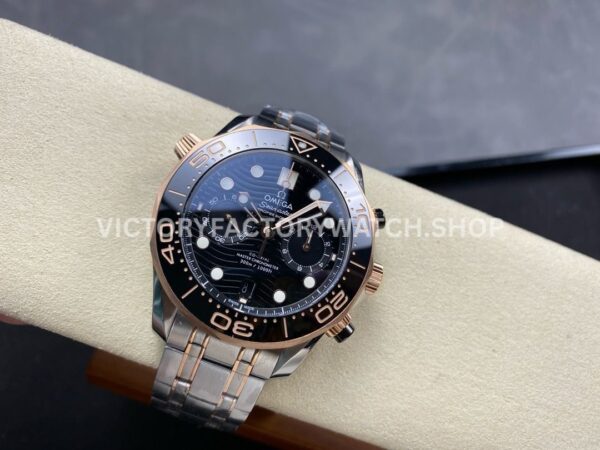 N1 Factory Omega Seamaster Diver 300M Co-Axial Chronometer (7) N1 Factory Omega Seamaster Diver 300M Co-Axial Chronometer Chronograph 210.22.44.51.01.001 44mm Half Rose Gold Black Dial