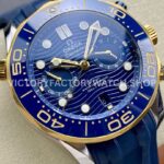 N1 Factory Omega Seamaster Diver 300M Co-Axial Chronometer (8) N1 Factory Omega Seamaster Diver 300M Co-Axial Chronometer Chronograph 210.22.42.20.03.001 44mm Half Yellow Blue Rubber Strap Blue Dial