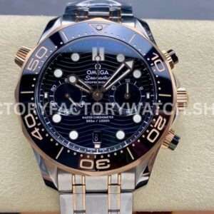 N1 Factory Omega Seamaster Diver 300M Chronograph 210.22.44.51.01.001 44mm half rose gold black dial replica watch