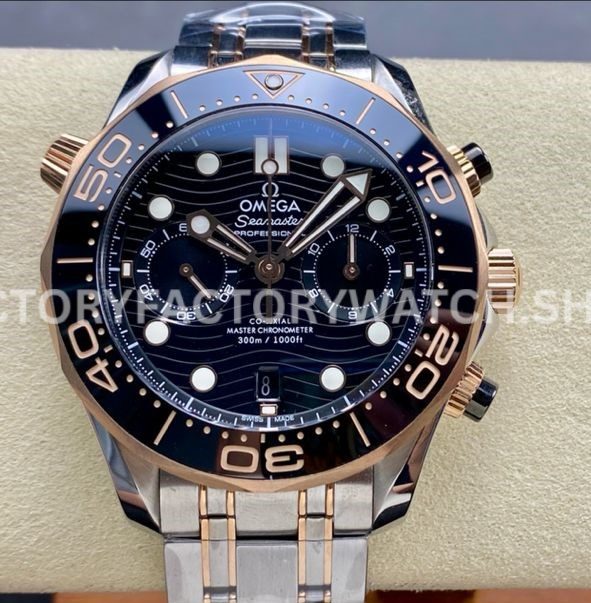 N1 Factory Omega Seamaster Diver 300M Co-Axial Chronometer (9) N1 Factory Omega Seamaster Diver 300M Chronograph 210.22.44.51.01.001 44mm half rose gold black dial replica watch