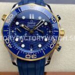 N1 Factory Omega Seamaster Diver 300M Co-Axial Chronometer (9) N1 Factory Omega Seamaster Diver 300M Chronograph 210.22.42.20.03.001 44mm half yellow gold blue rubber strap blue dial replica watch