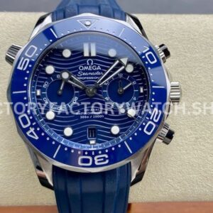 N1 Factory Omega Seamaster Diver 300M Chronograph 210.30.44.51.03.001 44mm steel blue rubber strap blue dial replica watch