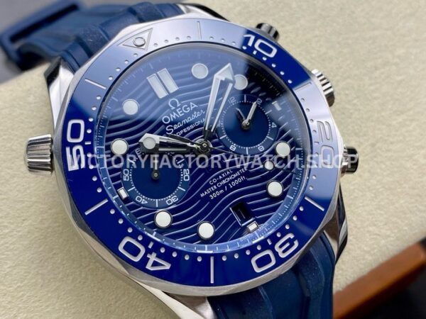 N1 Factory Omega Seamaster Diver 300M Chronograph 210.30.44.51.03.001 44mm Steel Blue Rubber Strap Blue Dial