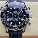 N1 Factory Omega Seamaster Diver 300M Co-Axial Chronometer Chrono ( N1 Factory Omega Seamaster Diver 300M Chronograph 210.32.44.51.01.001 44mm steel black rubber strap black dial replica watch