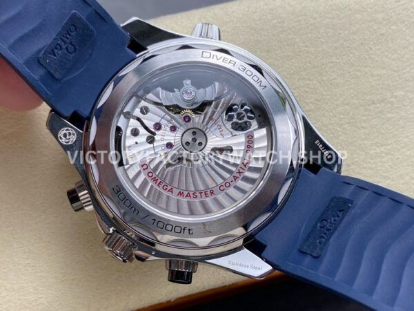 N1 Factory Omega Seamaster Diver 300M Chronograph 210.30.44.51.03.001 44mm Steel Blue Rubber Strap Blue Dial