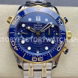 N1 Factory Omega Seamaster Diver 300M Chronograph 210.20.44.51.03.001 44mm half yellow gold blue dial replica watch