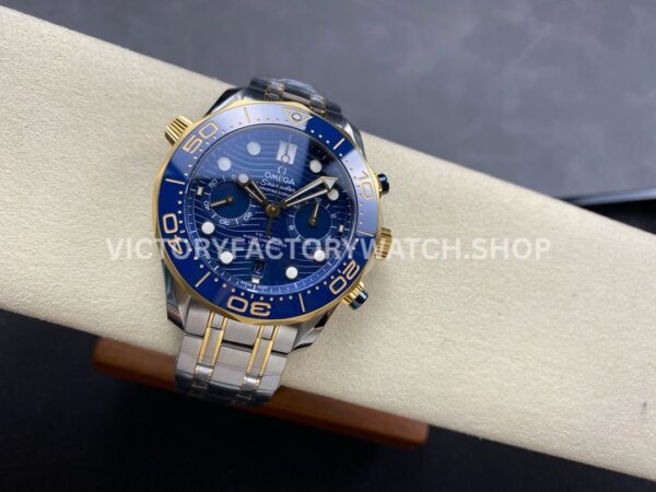 N1 Factory Omega Seamaster Diver 300M Co-Axial Chronometer Chronogr (1) N1 Factory Omega Seamaster Diver 300M Co-Axial Chronometer Chronograph 210.20.44.51.03.001 44mm Half Yellow Gold Blue Dial
