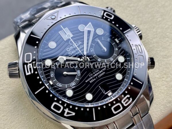 N1 Factory Omega Seamaster Diver 300M Co-Axial Chronometer Chronograp (4) N1 Factory Omega Seamaster Diver 300M Co-Axial Chronometer Chronograph 210.30.44.51.01.001 44mm Full Steel Strap Black Dial