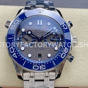 N1 Factory Omega Seamaster Diver 300M Chronograph 210.30.44.51.06.001 44mm full steel strap grey dial replica watch