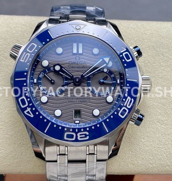 N1 Factory Omega Seamaster Diver 300M Chronograph 210.30.44.51.06.001 44mm full steel strap grey dial replica watch