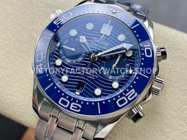 N1 Factory Omega Seamaster Diver 300M Co-Axial Chronometer Chronograph 210.30.44.51.03.001 44mm Full Steel Strap Blue Dial