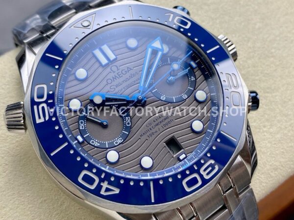 N1 Factory Omega Seamaster Diver 300M Co-Axial Chronometer Chronograph 210.30.44.51.06.001 44mm Full Steel Strap Grey Dial