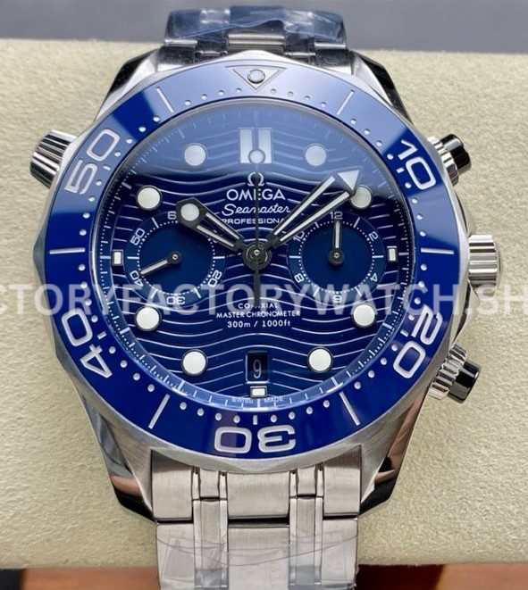 N1 Factory Omega Seamaster Diver 300M Chronograph 210.30.44.51.03.001 44mm full steel strap blue dial replica watch