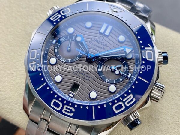 N1 Factory Omega Seamaster Diver 300M Co-Axial Chronometer Chronograph 210.30.44.51.06.001 44mm Full Steel Strap Grey Dial