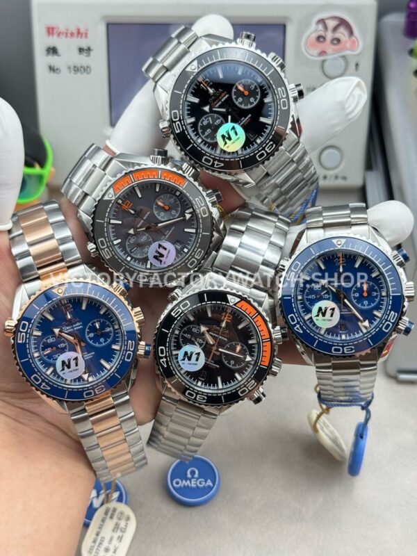 N1 Factory Omega Seamaster Planet Ocean Chronograph 215.30.46.51.01.001 45mm Full Steel Black Dial