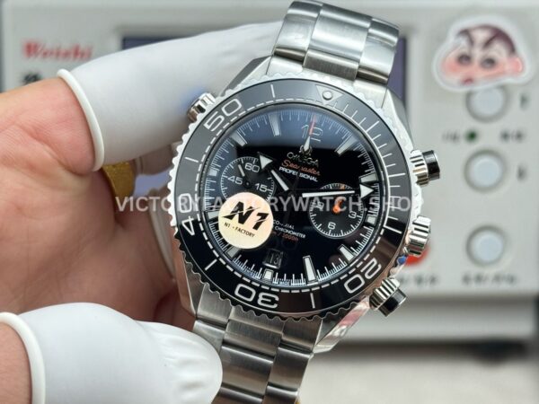 N1 Factory Omega Seamaster Planet Ocean Chronograph 215.30.46.51.01.001 45mm Full Steel Black Dial