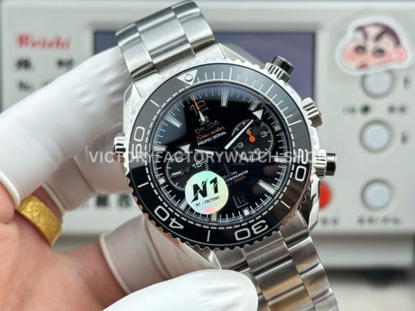 N1 Factory Omega Seamaster Planet Ocean Chronograph 215.30.46.51.01.001 45mm Full Steel Black Dial