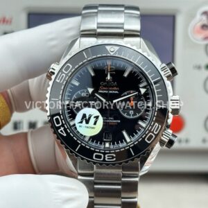 N1 Factory Omega Seamaster Planet Ocean Chronograph 215.30.46.51.01.001 45mm full steel black dial replica watch