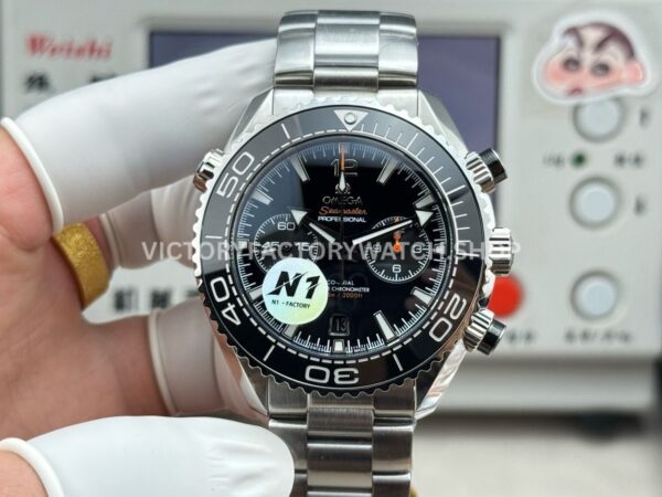 N1 Factory Omega Seamaster Planet Ocean Chronograph 215.30.46.51.01.001 45mm full steel black dial replica watch