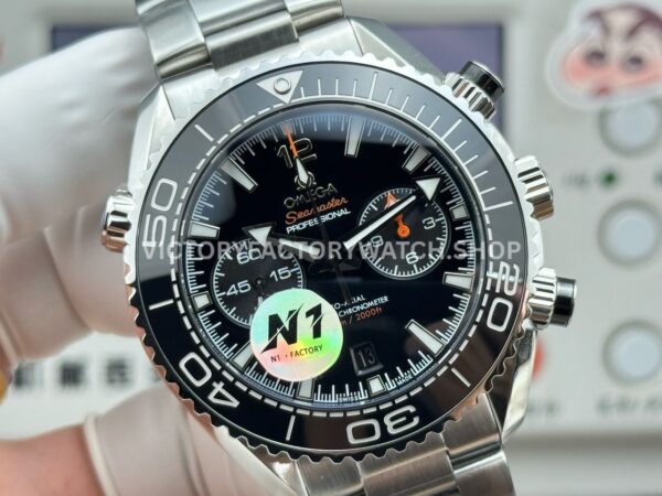 N1 Factory Omega Seamaster Planet Ocean Chronograph 215.30.46.51.01.001 45mm Full Steel Black Dial