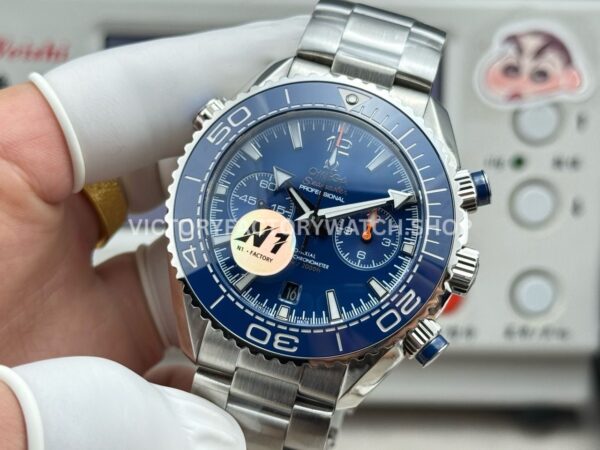 N1 Factory Omega Seamaster Planet Ocean Chronograph 215.30.46.51.03.001 45mm Full Steel Blue Dial