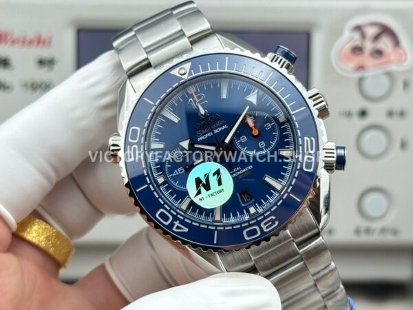 N1 Factory Omega Seamaster Planet Ocean Chronograph 215.30.46.51.03.001 45mm Full Steel Blue Dial