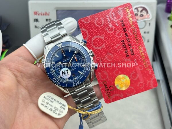 N1 Factory Omega Seamaster Planet Ocean Chronograph 215.30.46.51.03.001 45mm Full Steel Blue Dial