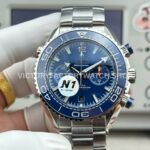 N1 Factory Omega Seamaster Planet Ocean Chronograph 215.30.46.51.03.001 45mm full steel blue dial replica watch