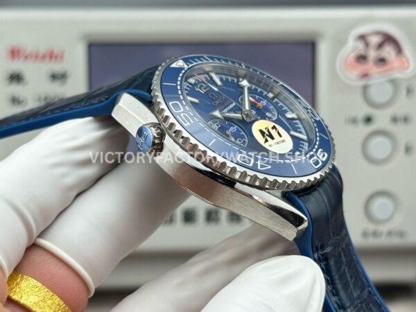 N1 Factory Omega Seamaster Planet Ocean Chronograph 215.30.46.51.03.001 45mm Steel Blue Leather Strap Blue Dial (10) N1 Factory Omega Seamaster Planet Ocean Chronograph 215.30.46.51.03.001 45mm Steel Blue Leather Strap Blue Dial