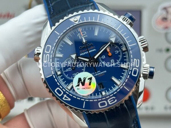 N1 Factory Omega Seamaster Planet Ocean Chronograph 215.30.46.51.03.001 45mm Steel Blue Leather Strap Blue Dial (2) N1 Factory Omega Seamaster Planet Ocean Chronograph 215.30.46.51.03.001 45mm Steel Blue Leather Strap Blue Dial