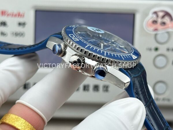 N1 Factory Omega Seamaster Planet Ocean Chronograph 215.30.46.51.03.001 45mm Steel Blue Leather Strap Blue Dial (9) N1 Factory Omega Seamaster Planet Ocean Chronograph 215.30.46.51.03.001 45mm Steel Blue Leather Strap Blue Dial