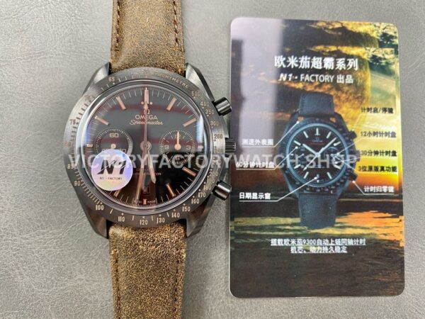N1 Factory Omega Speedmaster Dark Side Of The Moon 311.92.44.51.01.006 44.25mm Cerami (6) N1 Factory Omega Speedmaster Dark Side Of The Moon 311.92.44.51.01.006 44.25mm Ceramic Leather Strap Black Dial