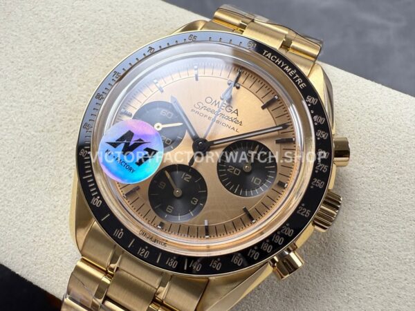 N1 Factory Omega Speedmaster Professional Moonwatch 310.23.42.50.99.001 Full Yellow Gold Pink Dial (4) N1 Factory Omega Speedmaster Professional Moonwatch 310.23.42.50.99.001 42mm Full Yellow Gold Pink Dial