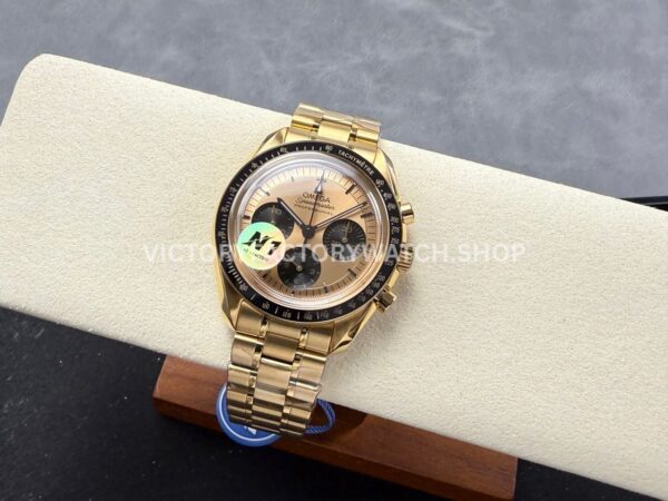 N1 Factory Omega Speedmaster Professional Moonwatch 310.23.42.50.99.001 Full Yellow Gold Pink Dial (6) N1 Factory Omega Speedmaster Professional Moonwatch 310.23.42.50.99.001 42mm Full Yellow Gold Pink Dial