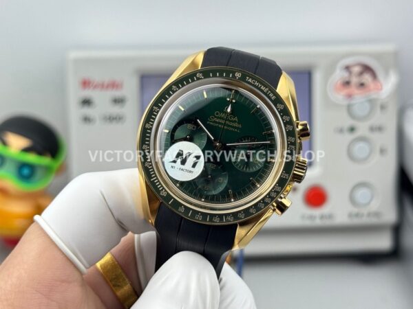 N1 Factory Omega Speedmaster Professional Moonwatch 310.63.42.50.02.001 Gold Rubber Strap Green Dial (1) N1 Factory Omega Speedmaster Professional Moonwatch 310.63.42.50.02.001 42mm Yellow Gold Rubber Strap Green Dial